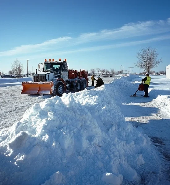Snow removal equipment and operator on a winter route